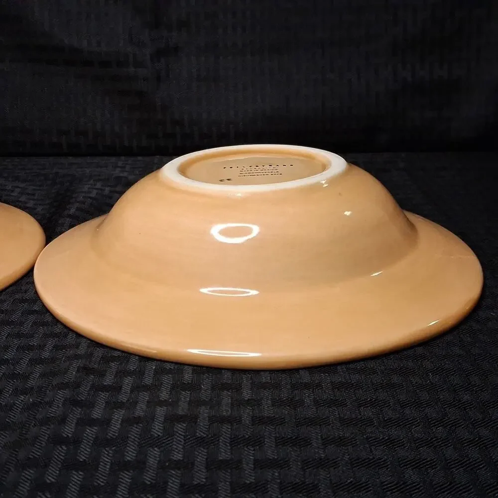Pottery Barn Sausalito Amber Yellow Earthenware Soup Pasta Bowls Mexico Set 2